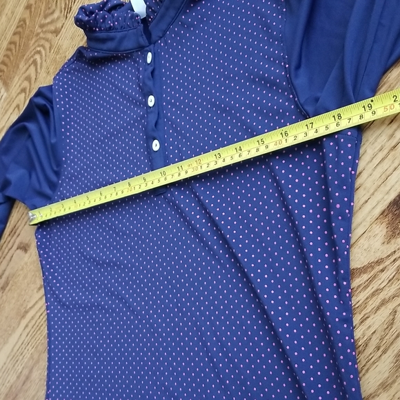 (M) Loft 8° Performance Wear Ruffle Collar Dot Pattern Top Golf Athleisure - Picture 6 of 8